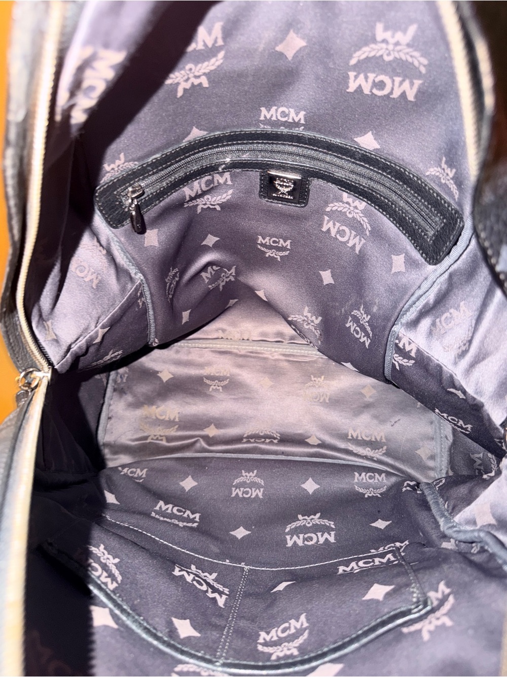 MCM Black Leather Logo Studded Backpack - Picture 7 of 12